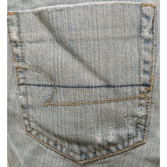 American eagle True Boot light denim distressed Holes destroyed jeans size 10R - Picture 15 of 16